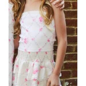 NEW THEME girl's georgia vintage smocked top in romantic rose